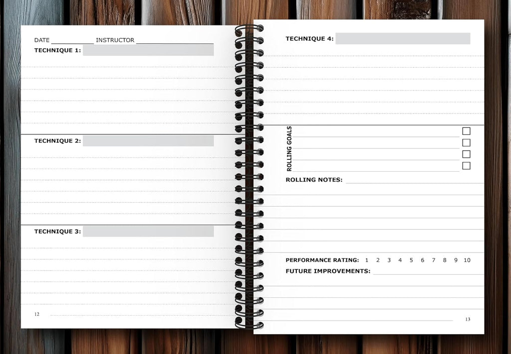 Jiu-Jitsu Training Journal - Brazilian Jiu-Jitsu Gift for BJJ Fanatics. A5 Spiral Bound Notebook to Log Techniques & Rolling Notes