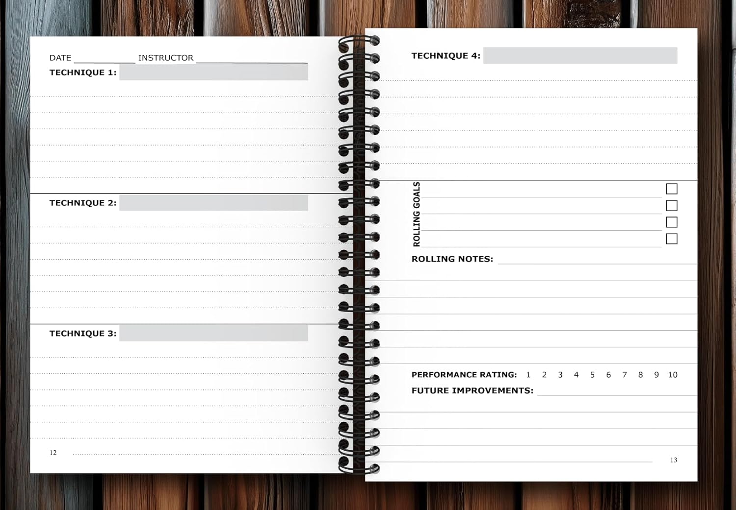 Jiu-Jitsu Training Journal - Brazilian Jiu-Jitsu Gift for BJJ Fanatics. A5 Spiral Bound Notebook to Log Techniques & Rolling Notes