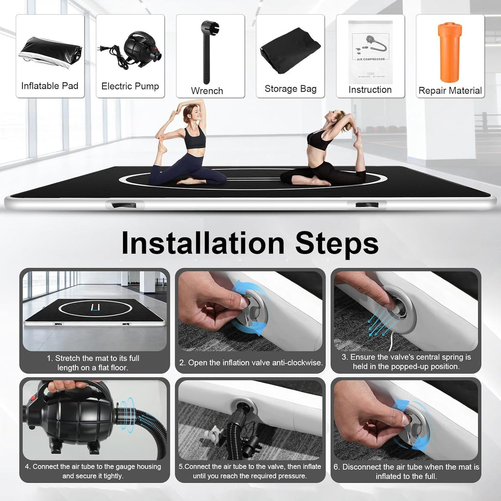 10x10 ft Inflatable Wrestling Mat, 4 Inch Thick Tumbling Mat with Electric Pump, Portable Wrestling Mats for Home Use, for BJJ Boxing Cheerleading Yoga Gymnastics